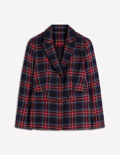 Stamford Blazer aus Wollmischung-Marineblau, Grün und Rot Kariert-5