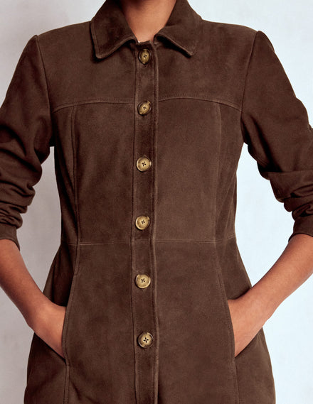 Wildlederjacke-Braunes Veloursleder