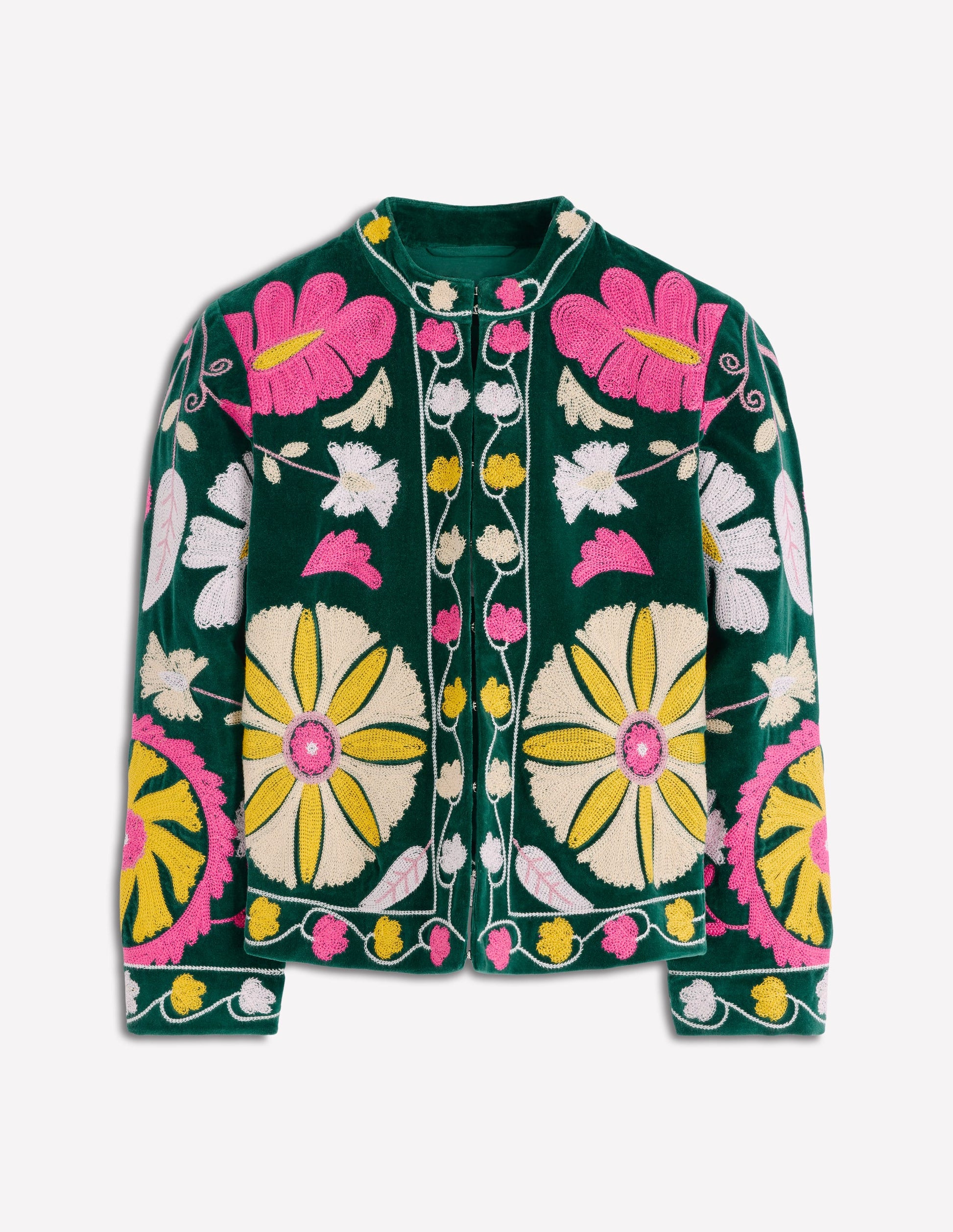Bestickte Souvenir-Jacke-Dunkles Smaragdgrün Stickerei-8