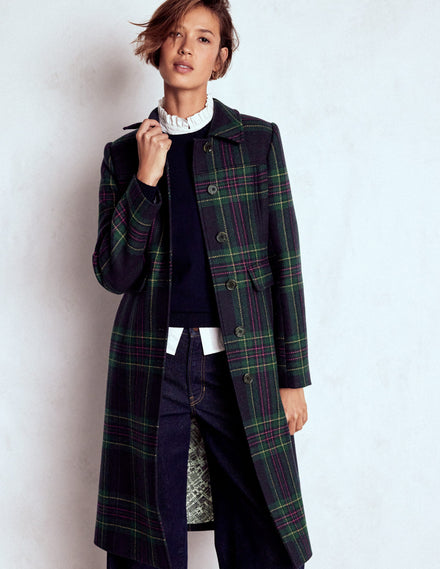 Manteau St Albans-Carreaux bleu marine et vert
