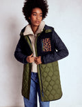 Borg Mix Coat-Navy & Khaki Mix