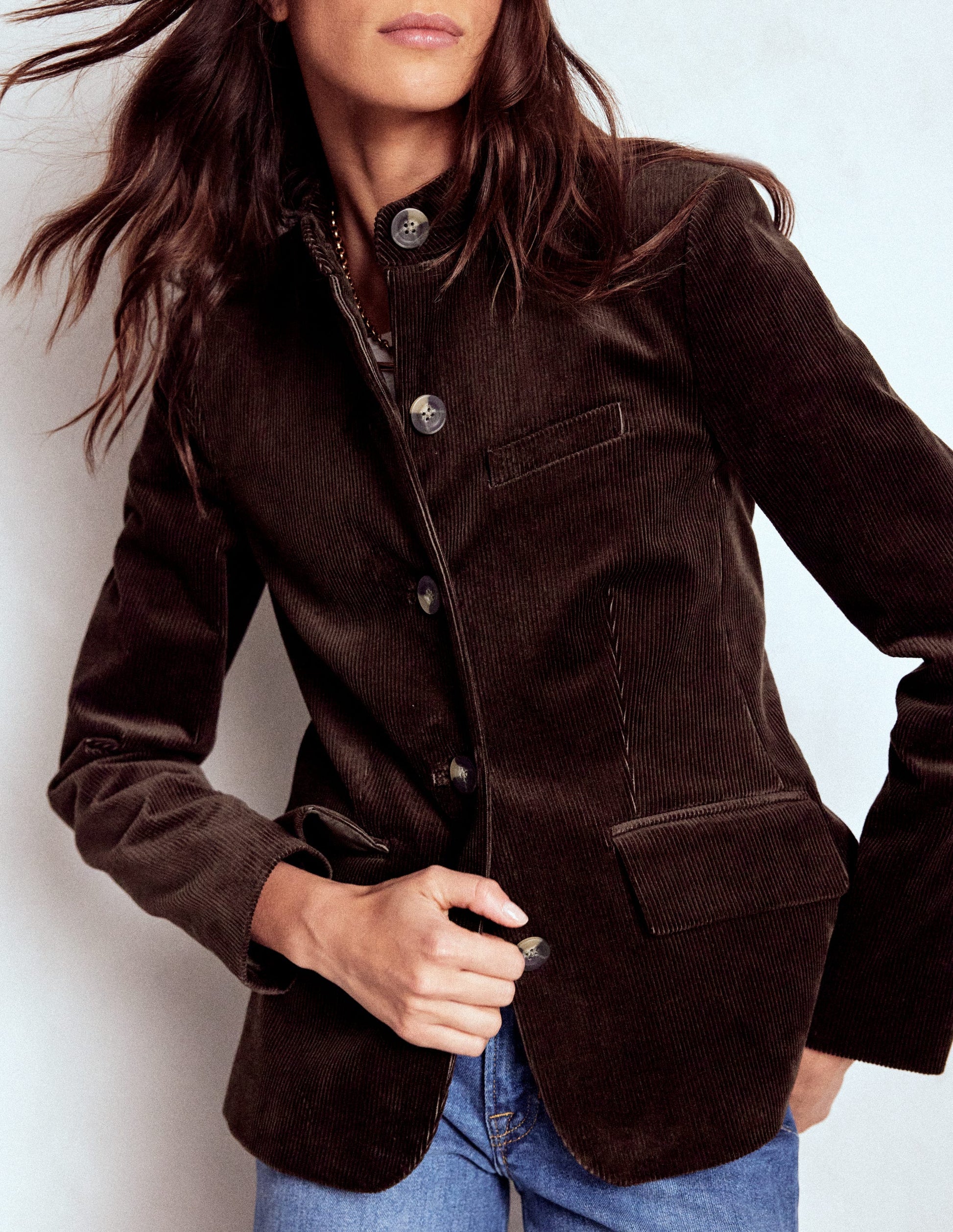 Cordjacke im Militärstil-Espresso-1