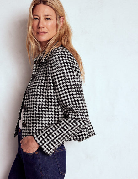 Knightsbridge Wolljacke-Schwarz Hahnentrittmuster