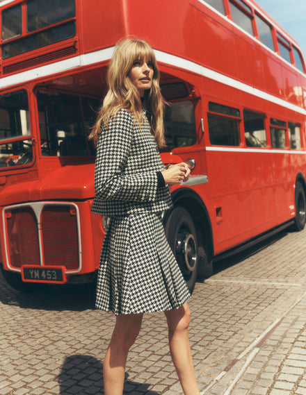 Knightsbridge Wolljacke-Schwarz Hahnentrittmuster