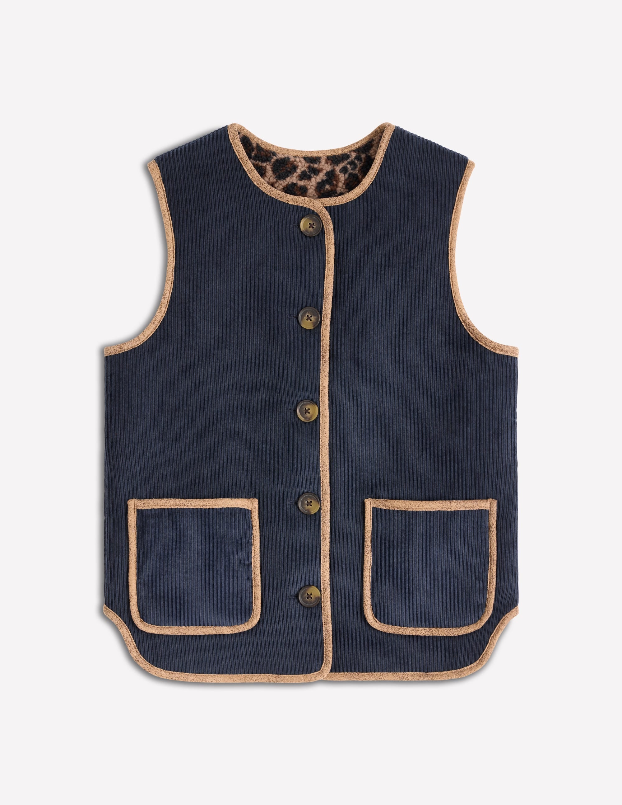 Clerkenwell Reversible Gilet-Navy, Leopard - Image 8