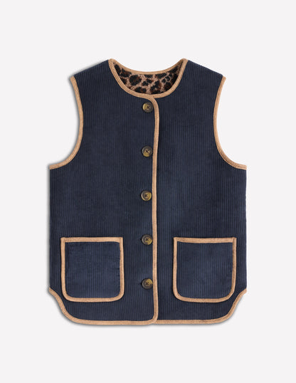 Clerkenwell Wendeweste-Marineblau, Leopard-8