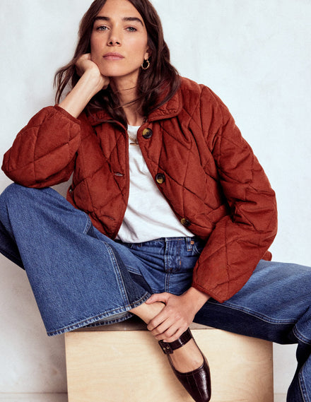 Fitzrovia Gesteppte Cordjacke-Ziegelsteinrot
