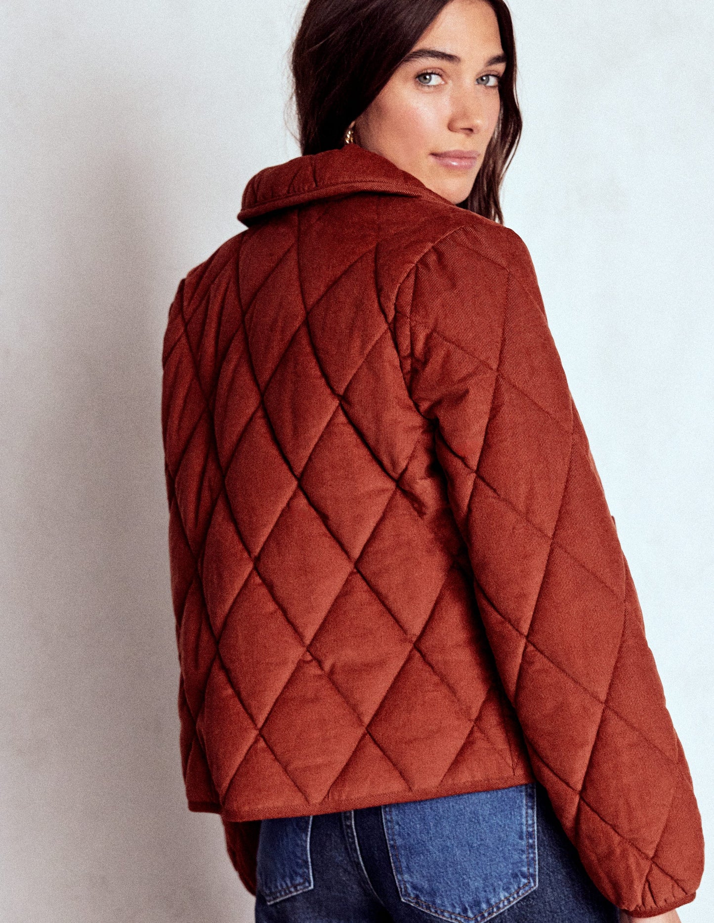 Fitzrovia Gesteppte Cordjacke-Ziegelsteinrot