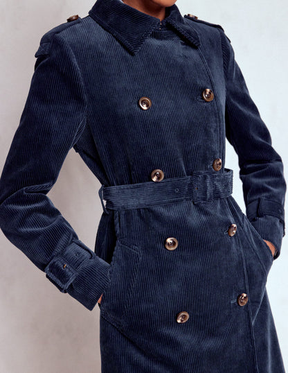 Cheltenham Trenchcoat aus Cord-Marineblau-2