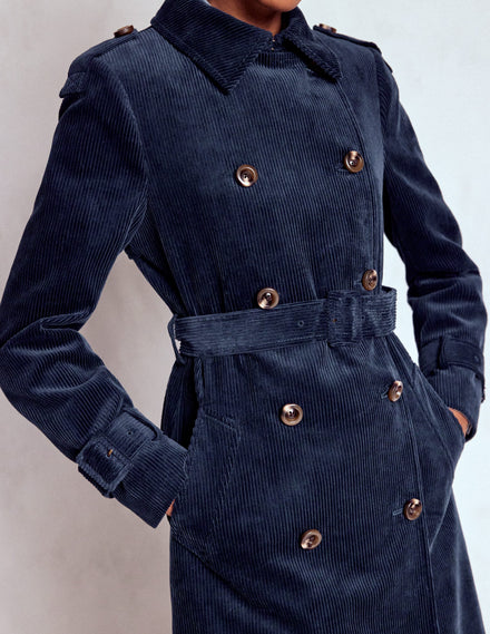 Cheltenham Trenchcoat aus Cord-Marineblau