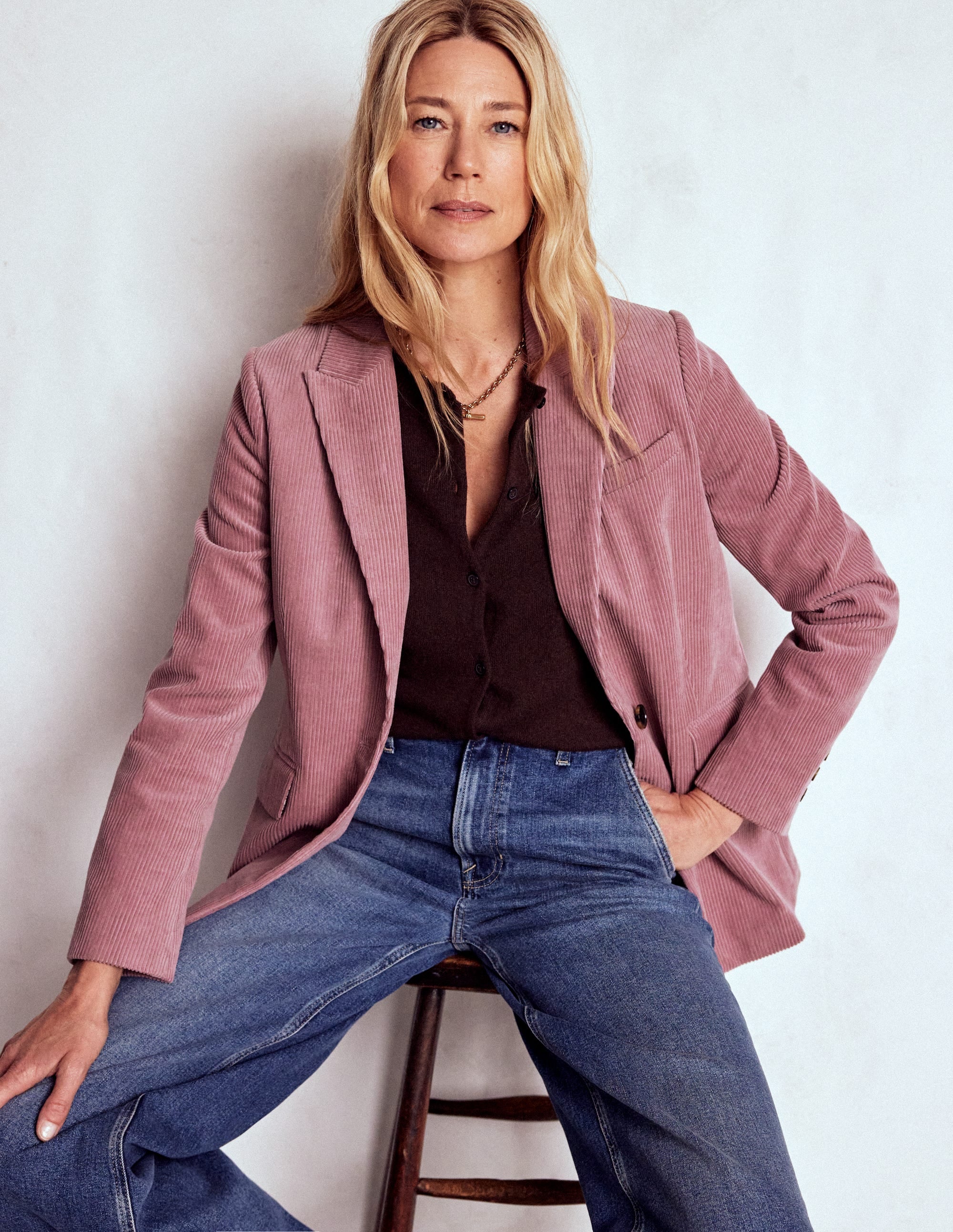 Blazer Woodbridge en velours côtelé-Rose rougissante - Image 1