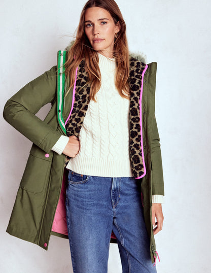 Parka à capuche 4-en-1-Vert, bleu marine, borg léopard-4
