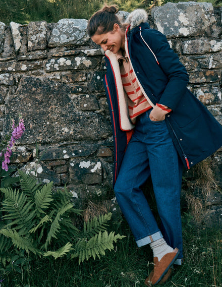 4-in-1-Parka mit Kapuze-Marineblau, Grün, Naturbelassenes Teddyfell