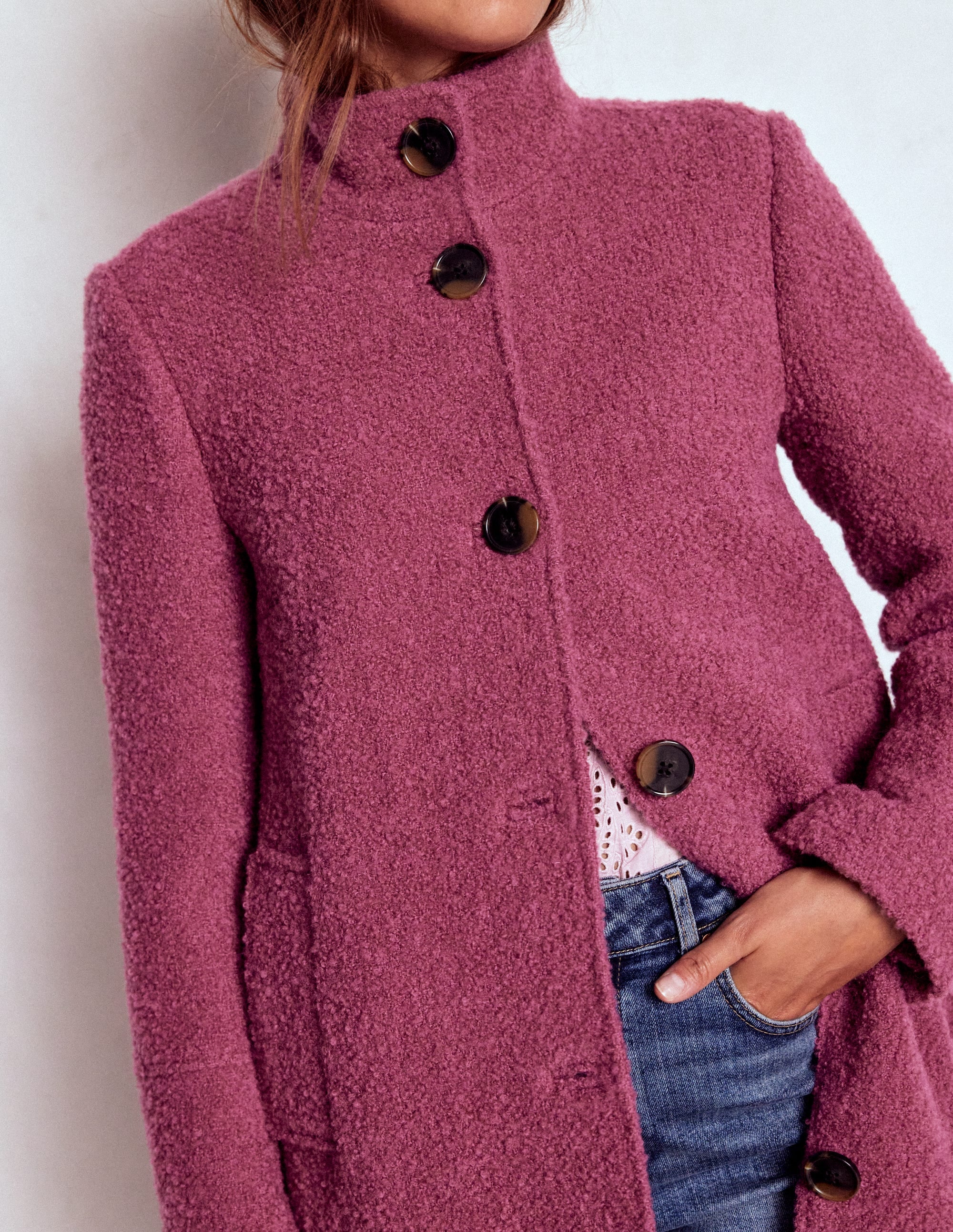 Manteau à col cheminée-Bruyère rose - Image 2
