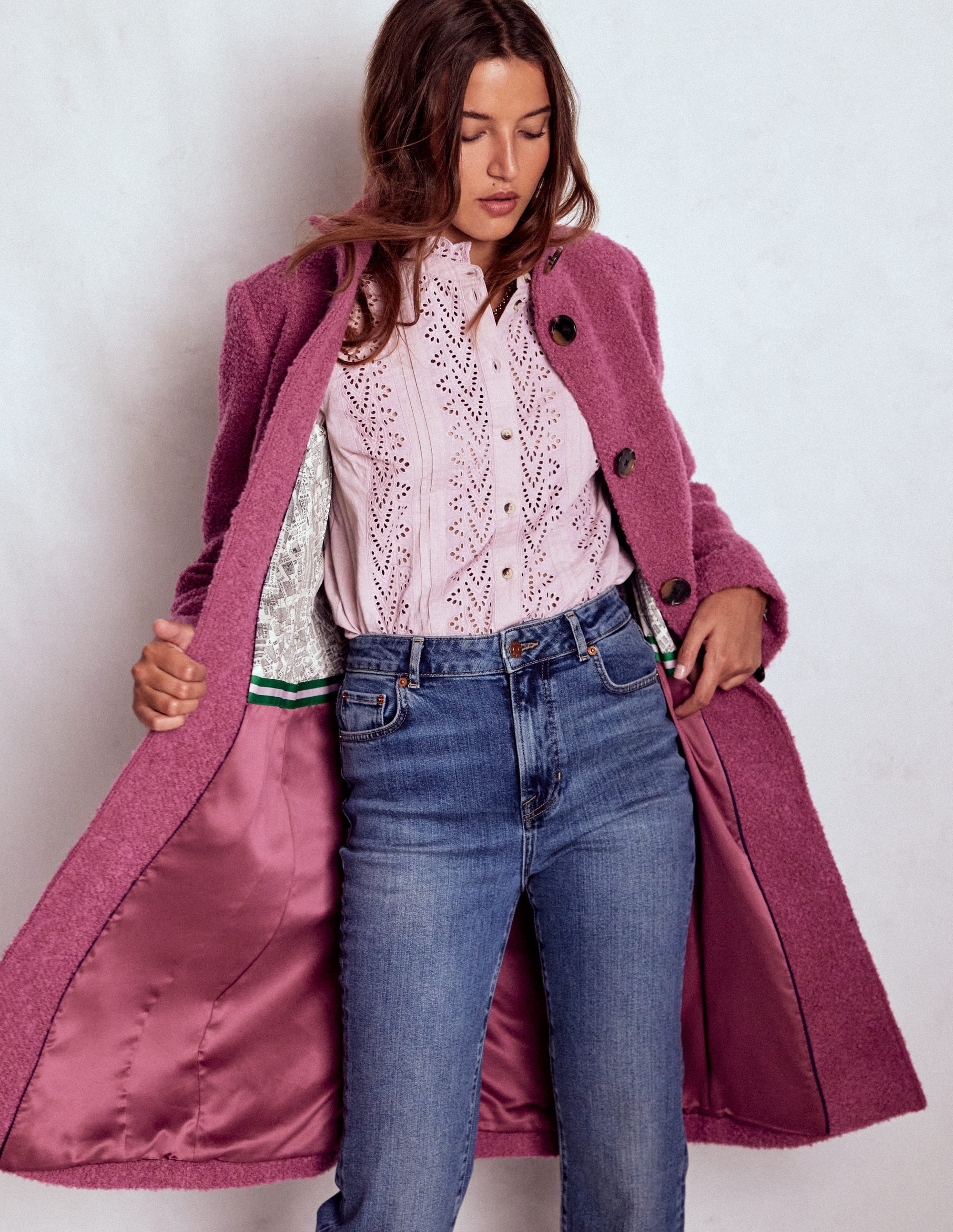 Manteau à col cheminée-Bruyère rose - Image 4