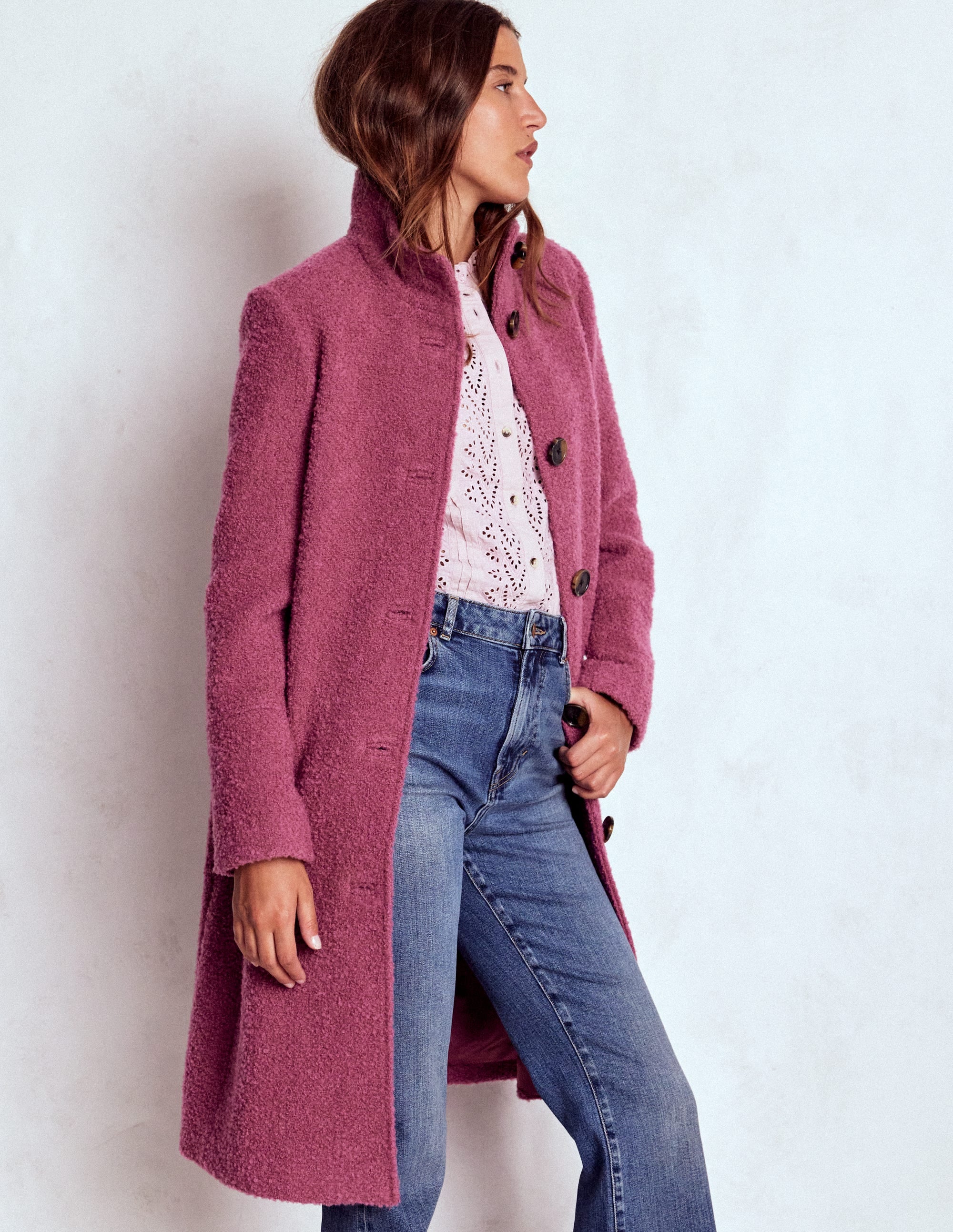 Manteau à col cheminée-Bruyère rose - Image 5