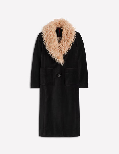 Fur Tipped Coat-Black-7