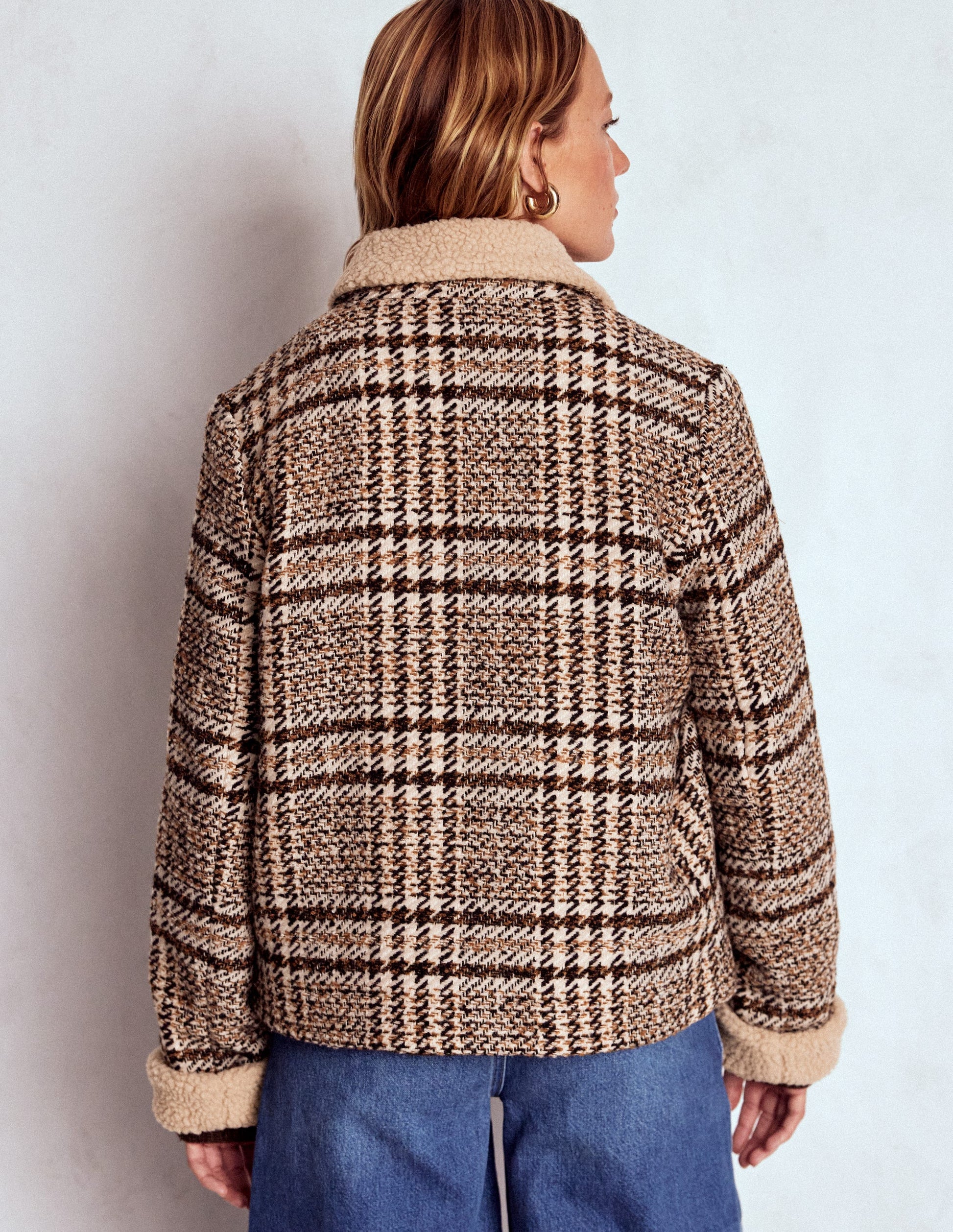 Cape en cuir à carreaux marron | Silbon Français Cape en cuir à carreaux marron | Silbon Français