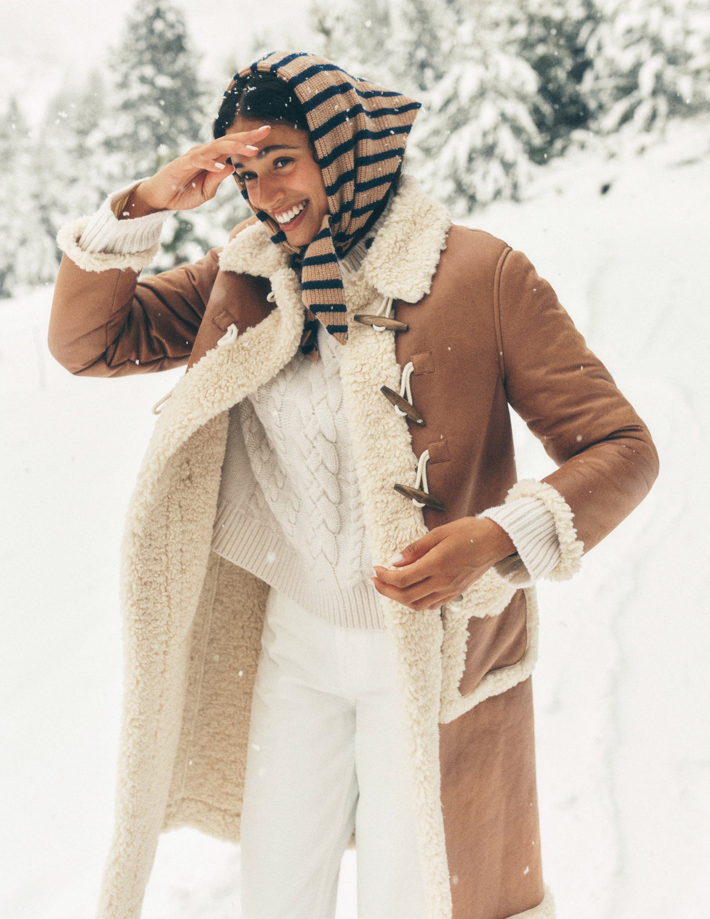 Lammfell-Dufflecoat-Kamel, Naturbelassenes Teddyfell