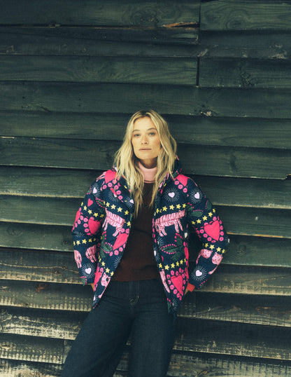 Wattierte Steppjacke-Französisches Marineblau, Verziert, Tiger-1