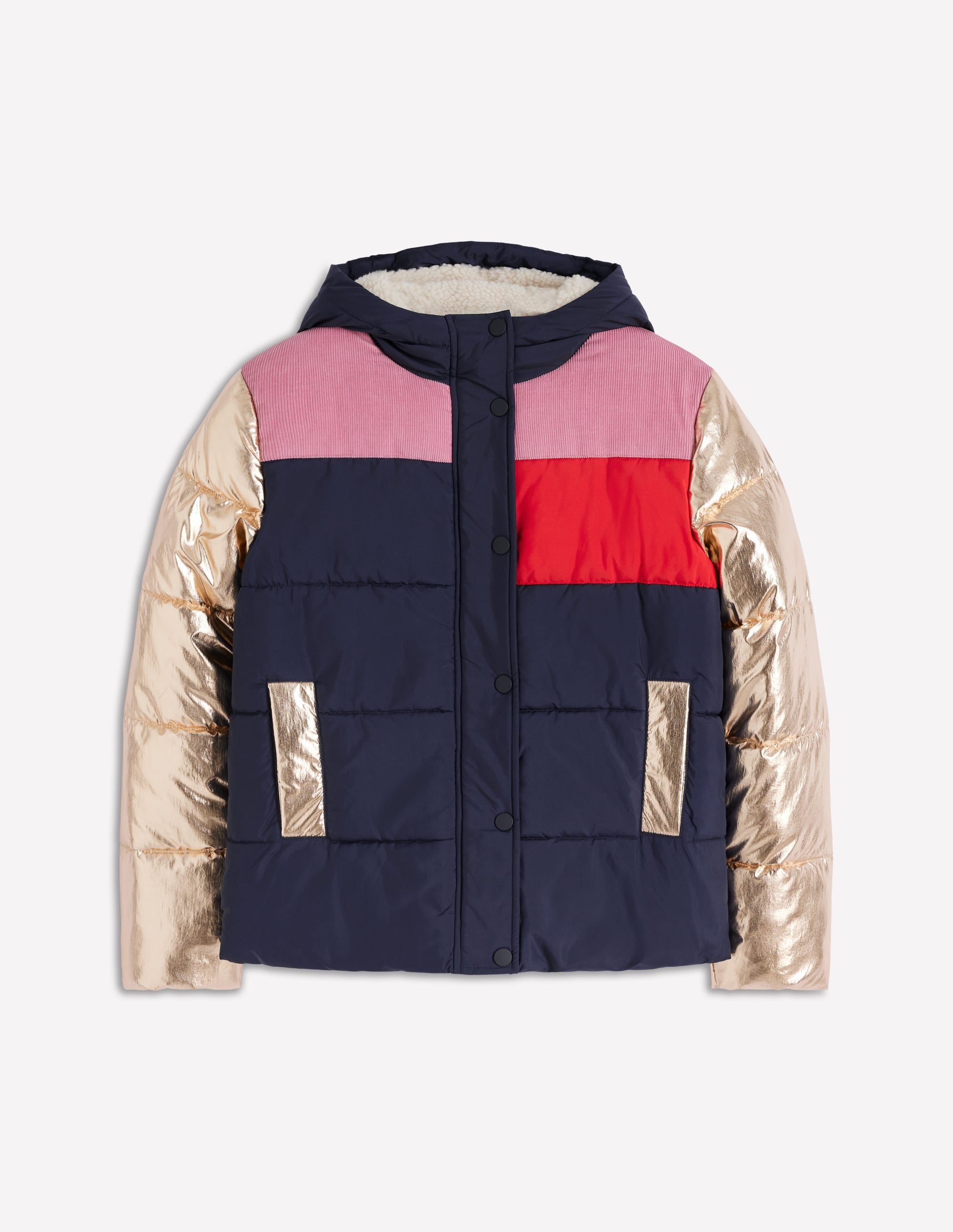 Wattierte Steppjacke-Marineblau, Blockfarben - Image 7