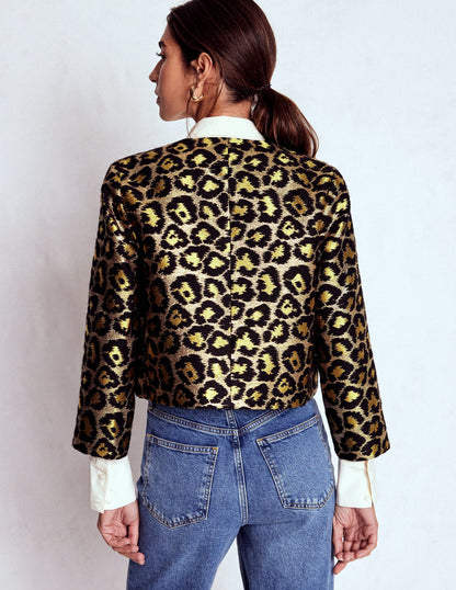 Veste habillée féminine-Léopard, motif Jacquard lurex-4