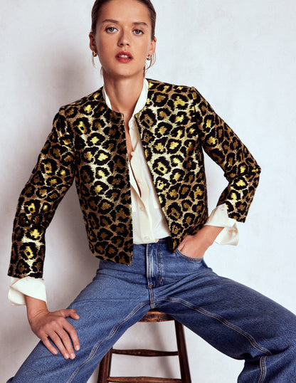 Veste habillée féminine-Léopard, motif Jacquard lurex-6