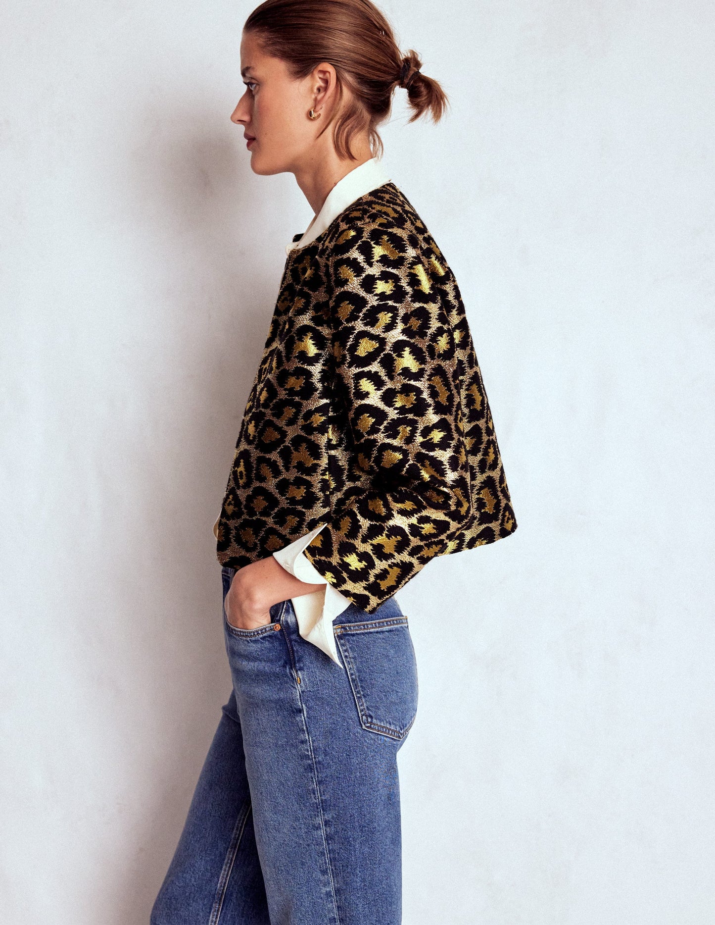 Veste habillée féminine-Léopard, motif Jacquard lurex
