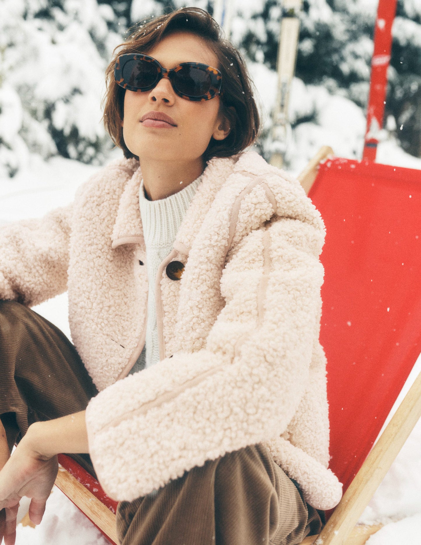 Veste en borg-Borg naturel bouclé