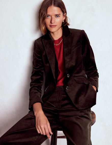 Blazer en velours Stamford-Expresso