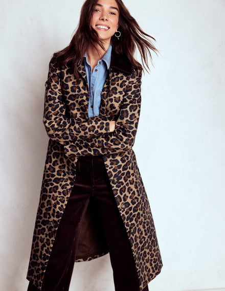 Lancaster Trenchcoat mit Gürtel-Mohair, Leopardenmuster