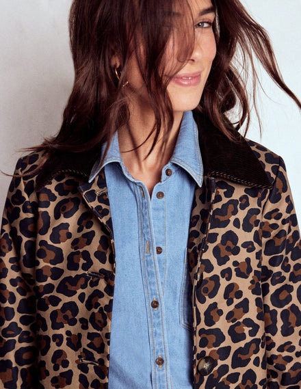 Lancaster Trenchcoat mit Gürtel-Mohair, Leopardenmuster