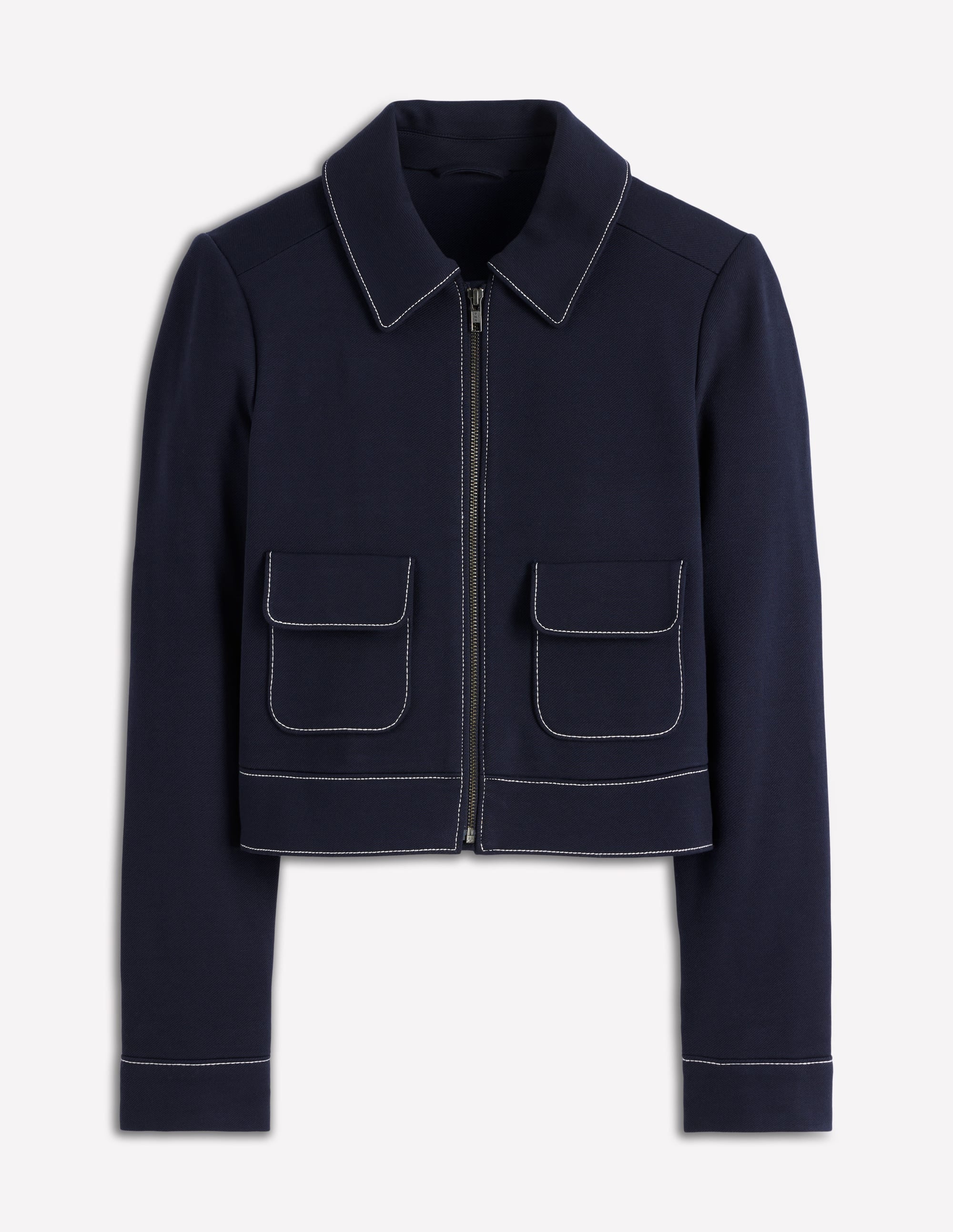 Jacke mit Reißverschluss und aufgesetzten Taschen-Marineblau - Image 8