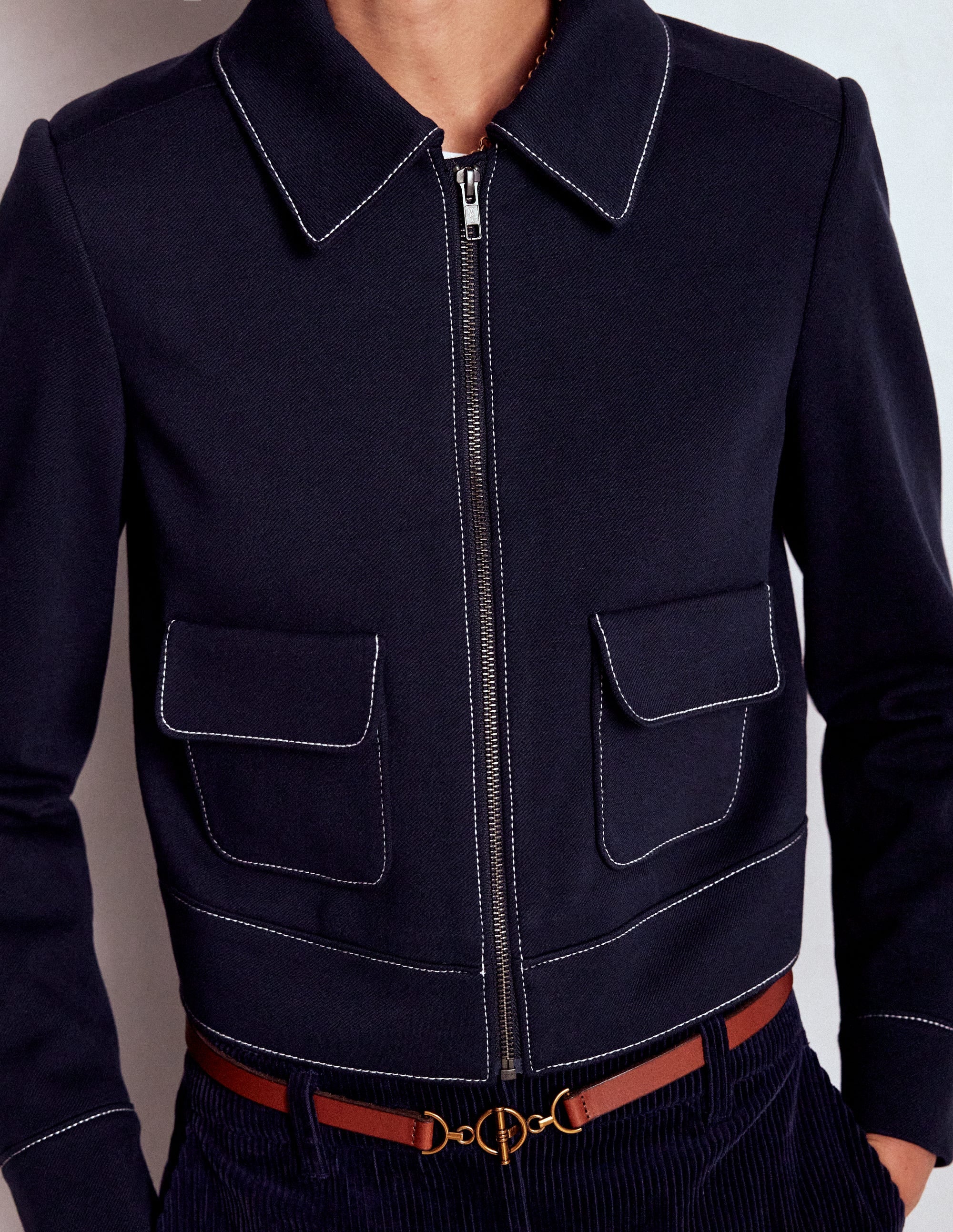 Jacke mit Reißverschluss und aufgesetzten Taschen-Marineblau - Image 2