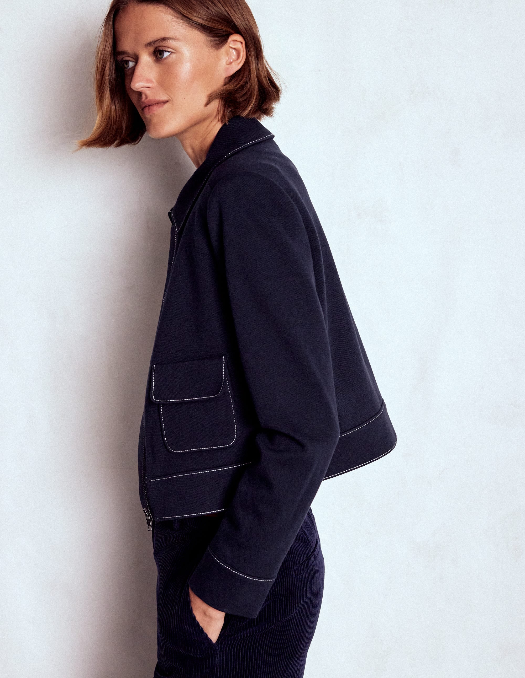 Jacke mit Reißverschluss und aufgesetzten Taschen-Marineblau - Image 6