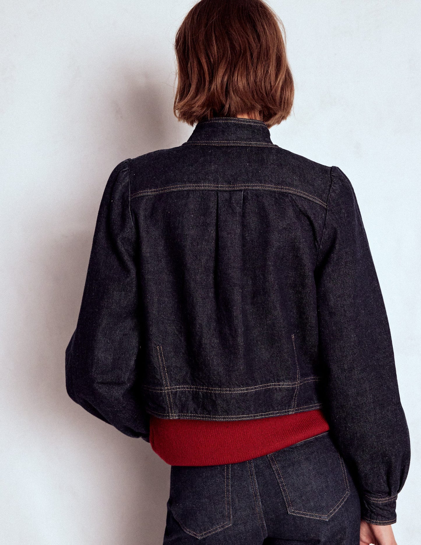 Jeansjacke mit Steppnaht-Indigo