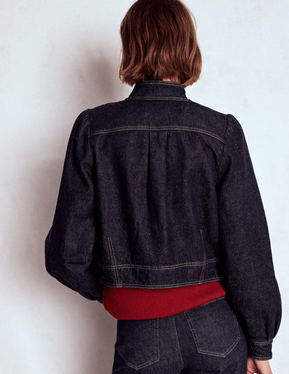 Jeansjacke mit Steppnaht-Indigo-3