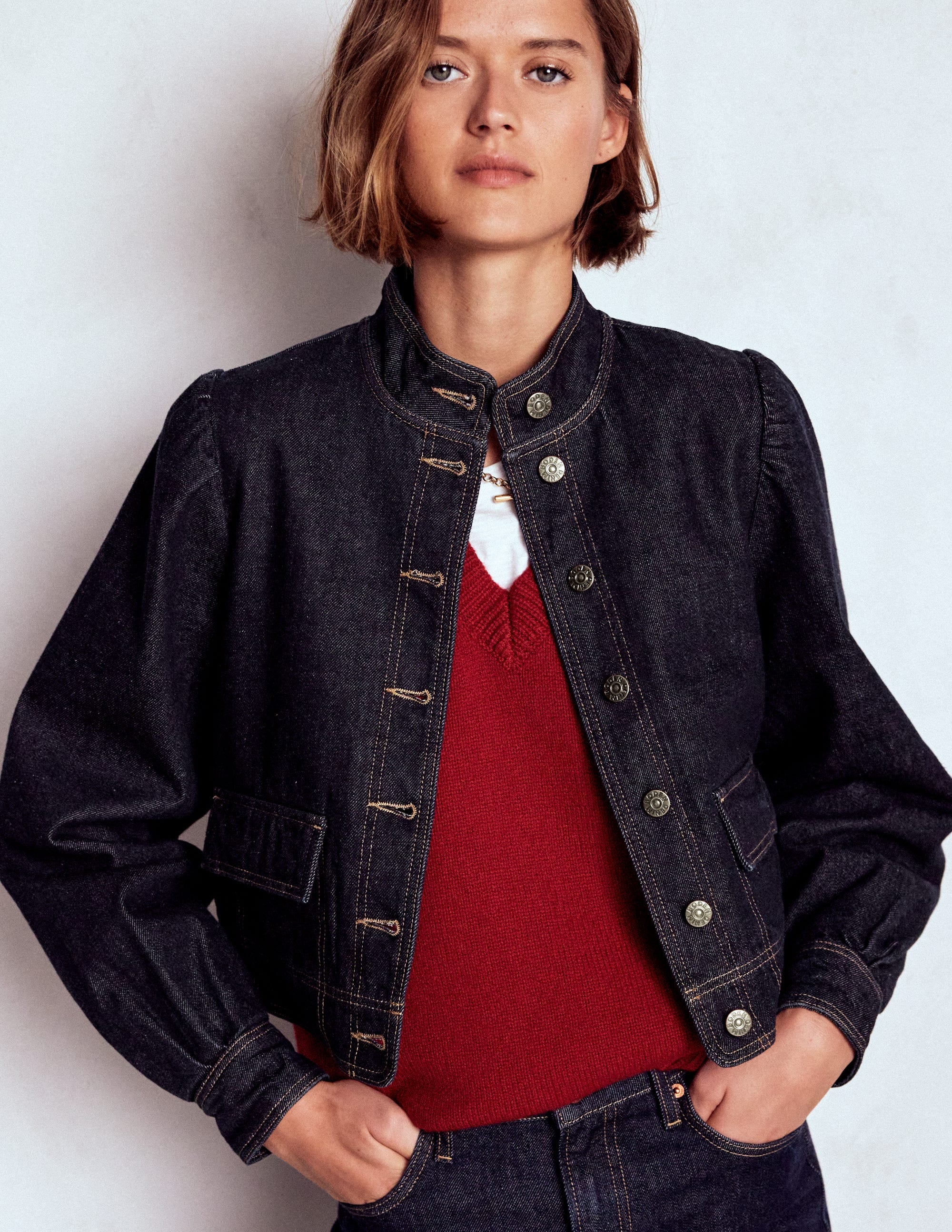 Jeansjacke mit Steppnaht-Indigo - Image 5