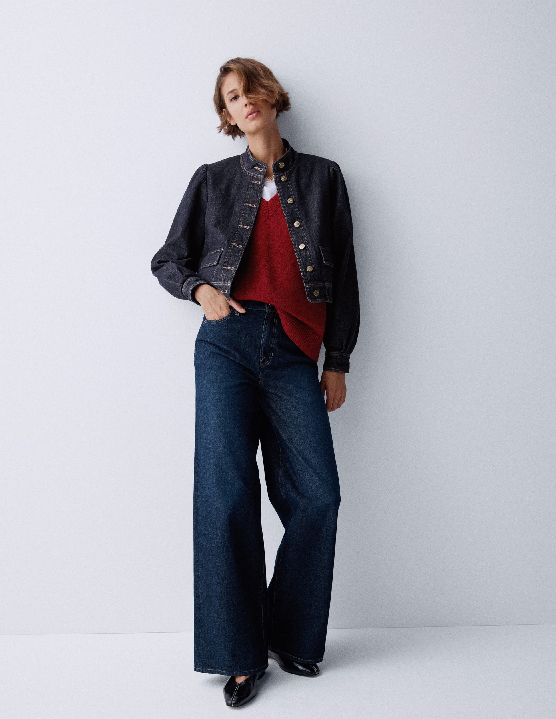 Jeansjacke mit Steppnaht-Indigo-6