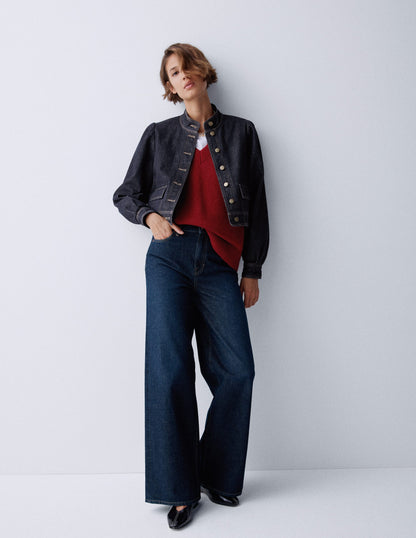 Jeansjacke mit Steppnaht-Indigo-6