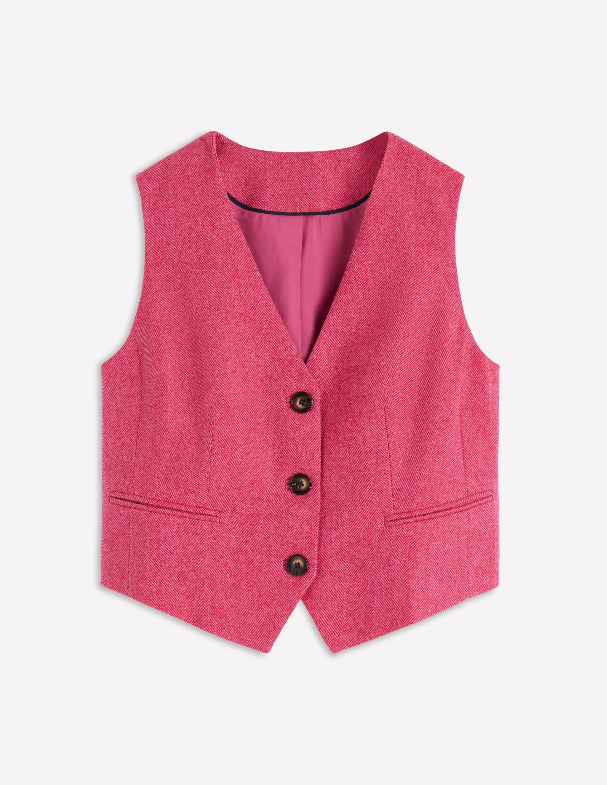 Wollweste mit Fischgrätmuster-Rosa Fischgrätenmuster-7