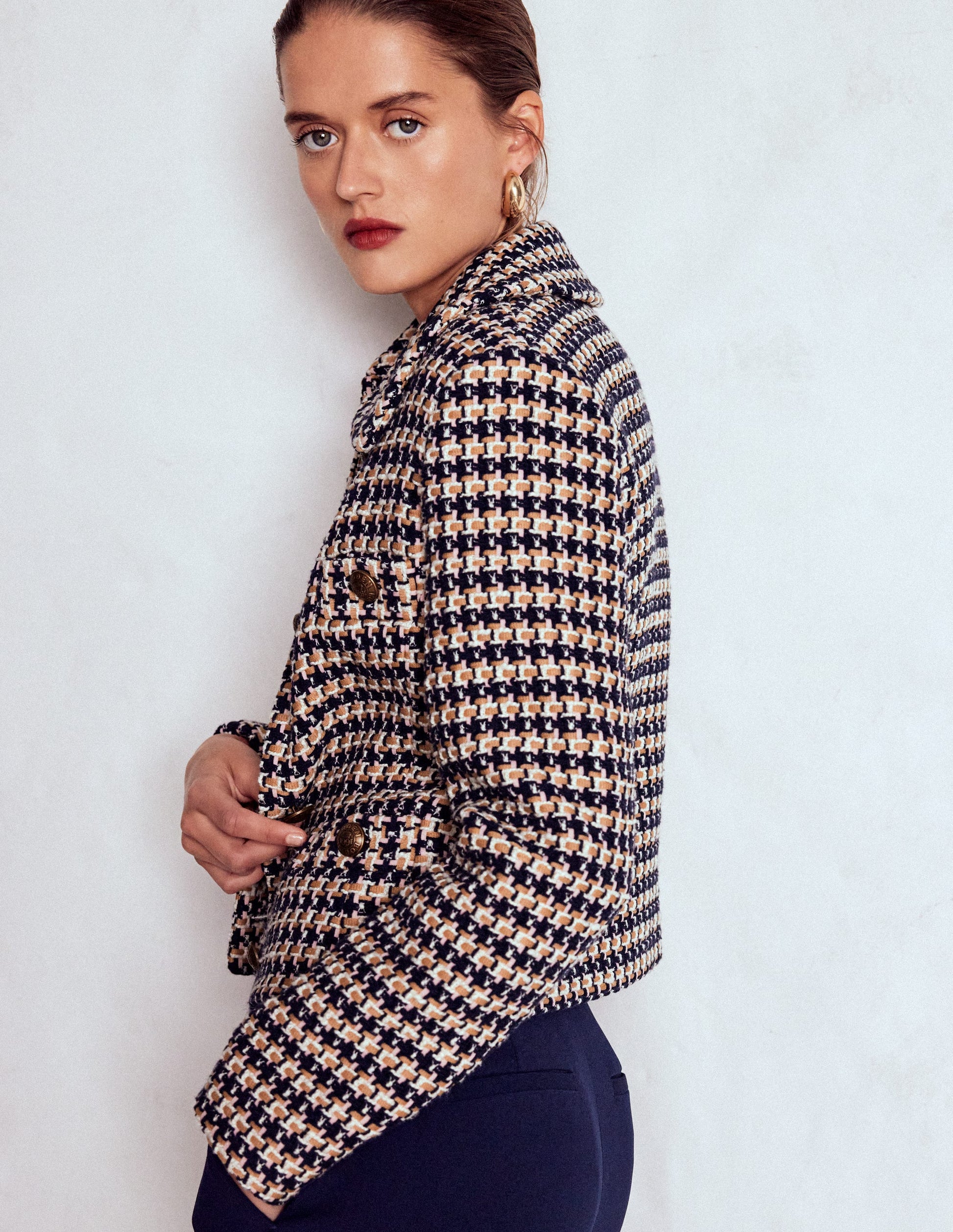 Texturierte Jacke mit Knopfleiste-KAMELBRAUN UND ROSA TEXTURIERT-5