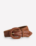 Ceinture en cuir tissé-Fauve