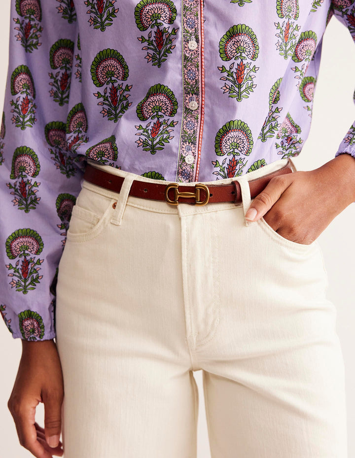 Ceinture fine Iris à mors-Fauve