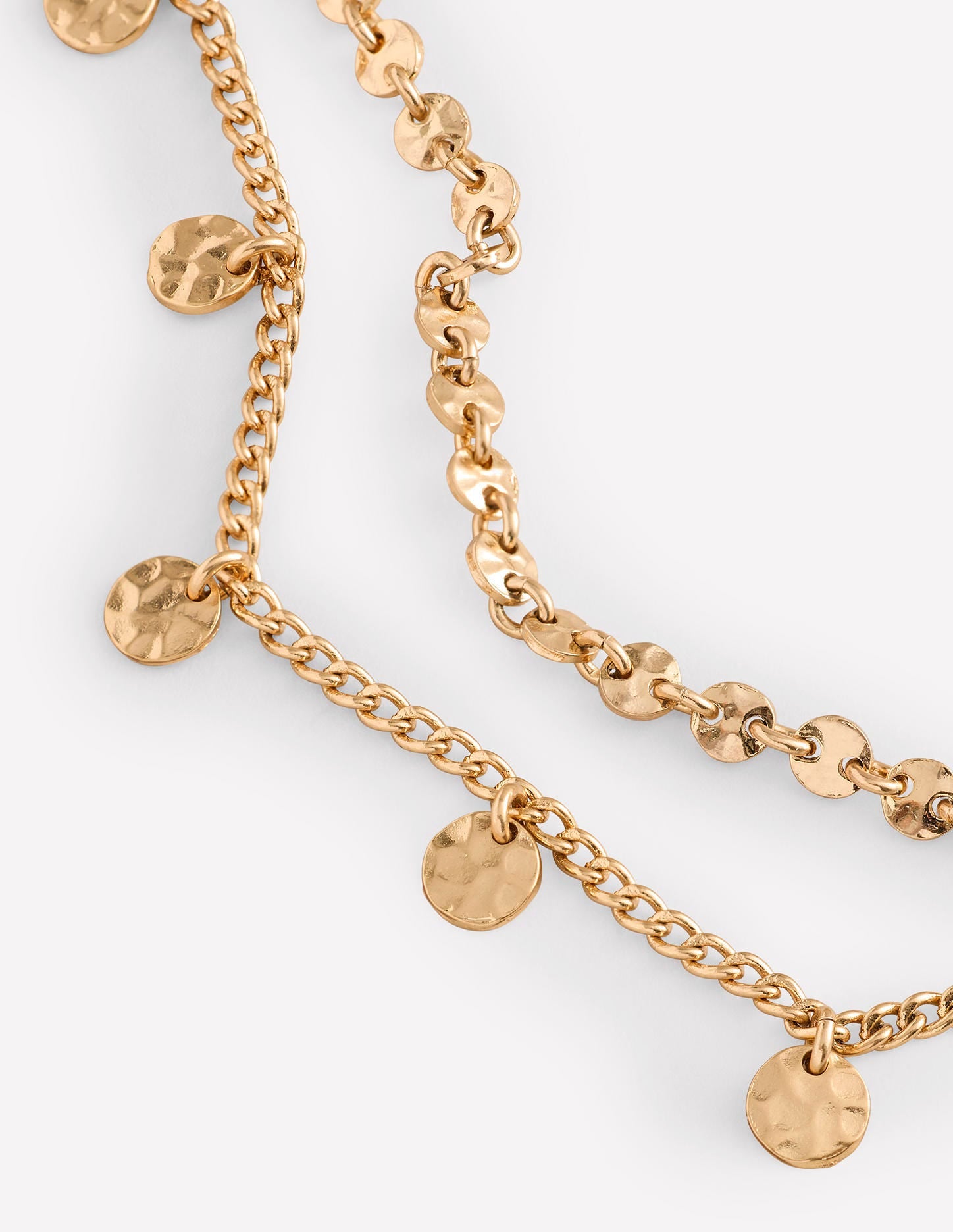 Collier martelé et superposé à disques-Doré - Image 3