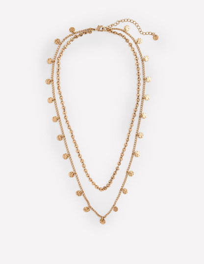 Collier martelé et superposé à disques-Doré-1