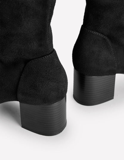 Bottes hauteur genou stretch à talons-Noir-4