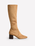 Kniehohe Stretchstiefel mit Absatz-Braun