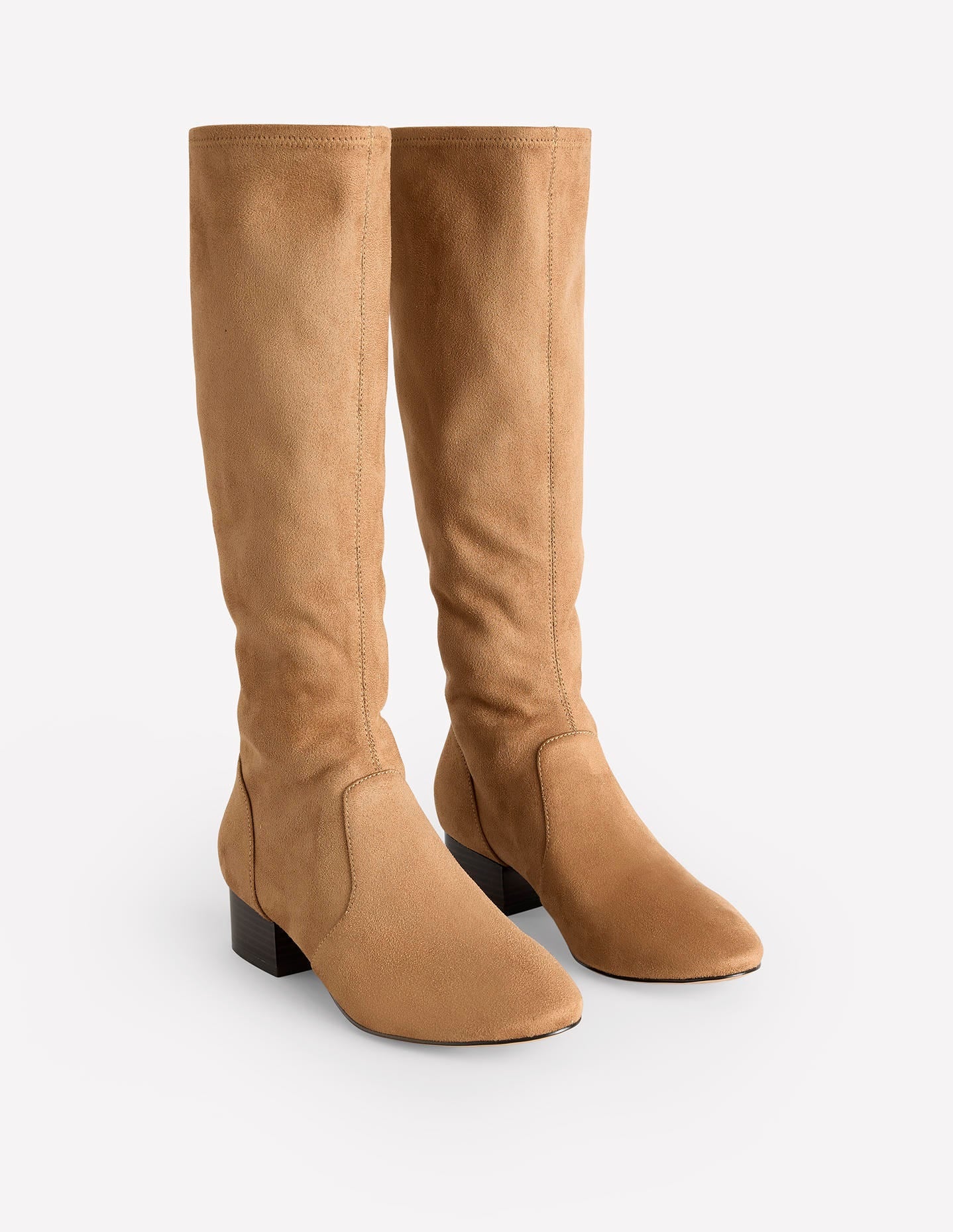 Kniehohe Stretchstiefel mit flacher Sohle-Braun - Image 3