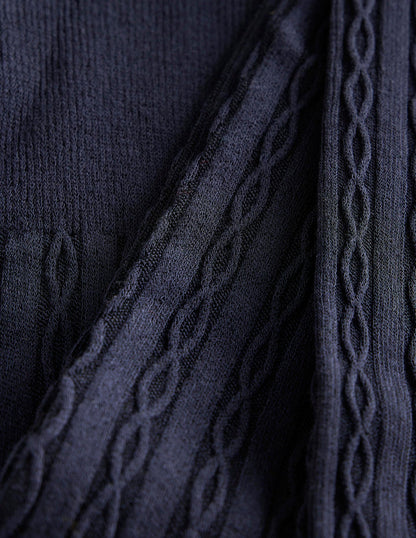 Collant en maille torsadée-Bleu marine-2